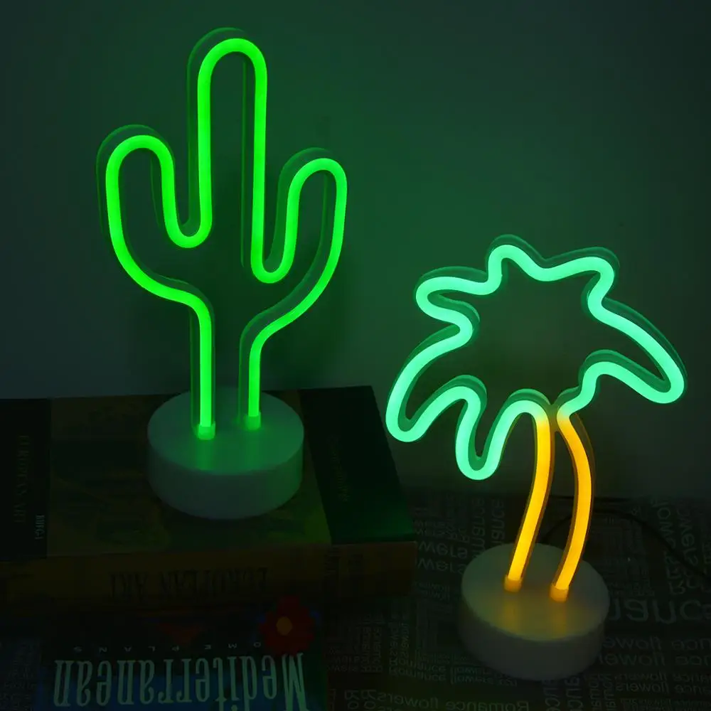 usb led neon sign light flamingo cacto arco iris lampada casa quarto armario gabinete estudo cabeceira mesa decoracao lampada da noite 12v 01