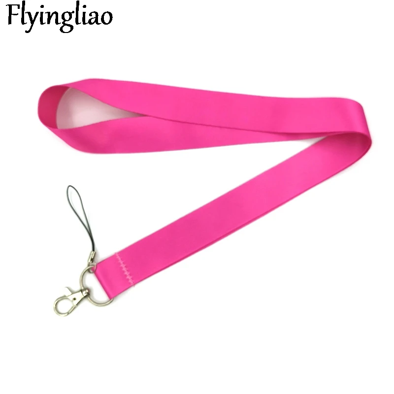 Pure Pink Color Anime Lanyard Badge Holder ID Card Lanyards Mobile Phone Rope Key Lanyard Neck Straps Keychain Key Ring