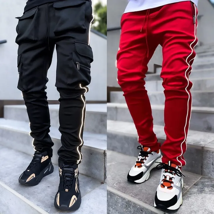 

Men's Spring and Autumn New Trend Sports Pants Casual Trendy Brand Loose Straight Reflective Running Training