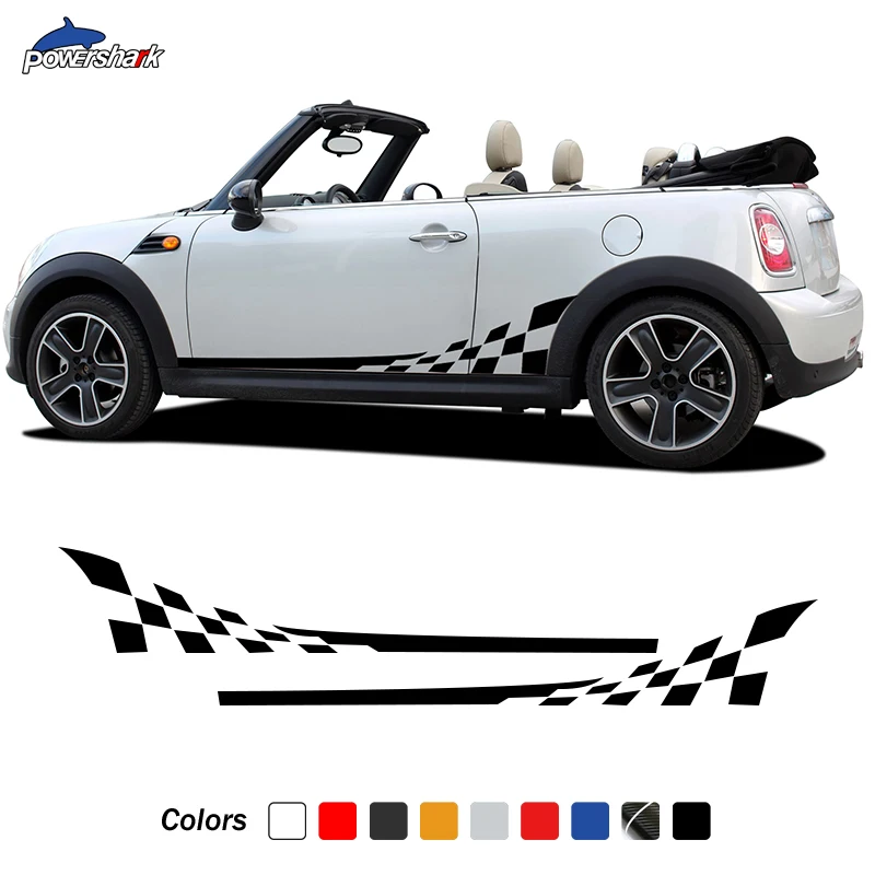 

Rally Door Side Stripes Sticker Checkered Skirt Body Decal For MINI Cooper S One JCW R56 R57 R50 R52 R53 F55 F56 F57 Accessories