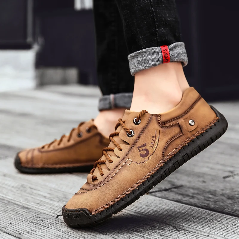 Spring and Summer Comfortable Men\'s Casual Shoes Loafers Fashion Men Leather Shoes Quality Split Leather Men Flats Moccasins 48