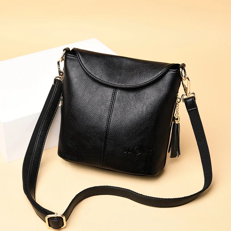 Women Messenger Bags Tassel Portable Genuine Leather Crossbody Bag Female Fashion Shoulder Bags For Women Clutch Small Handbags