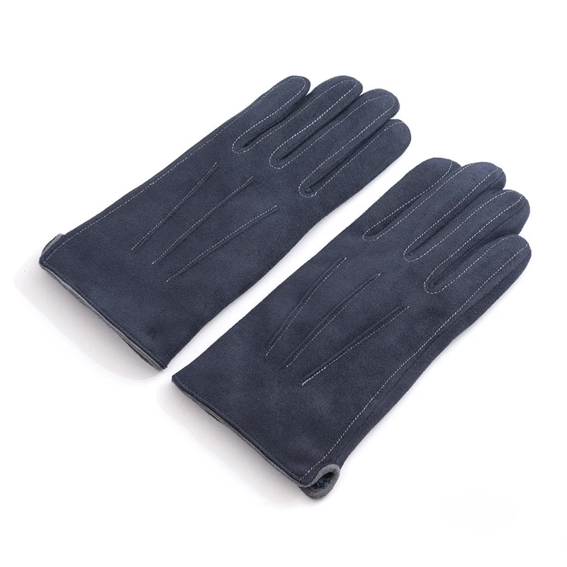 Gants d'extérieur en tissu suédé épais pour hommes, écran tactile, plus velours à l'intérieur, style simple, garder au chaud, mode masculine, hiver