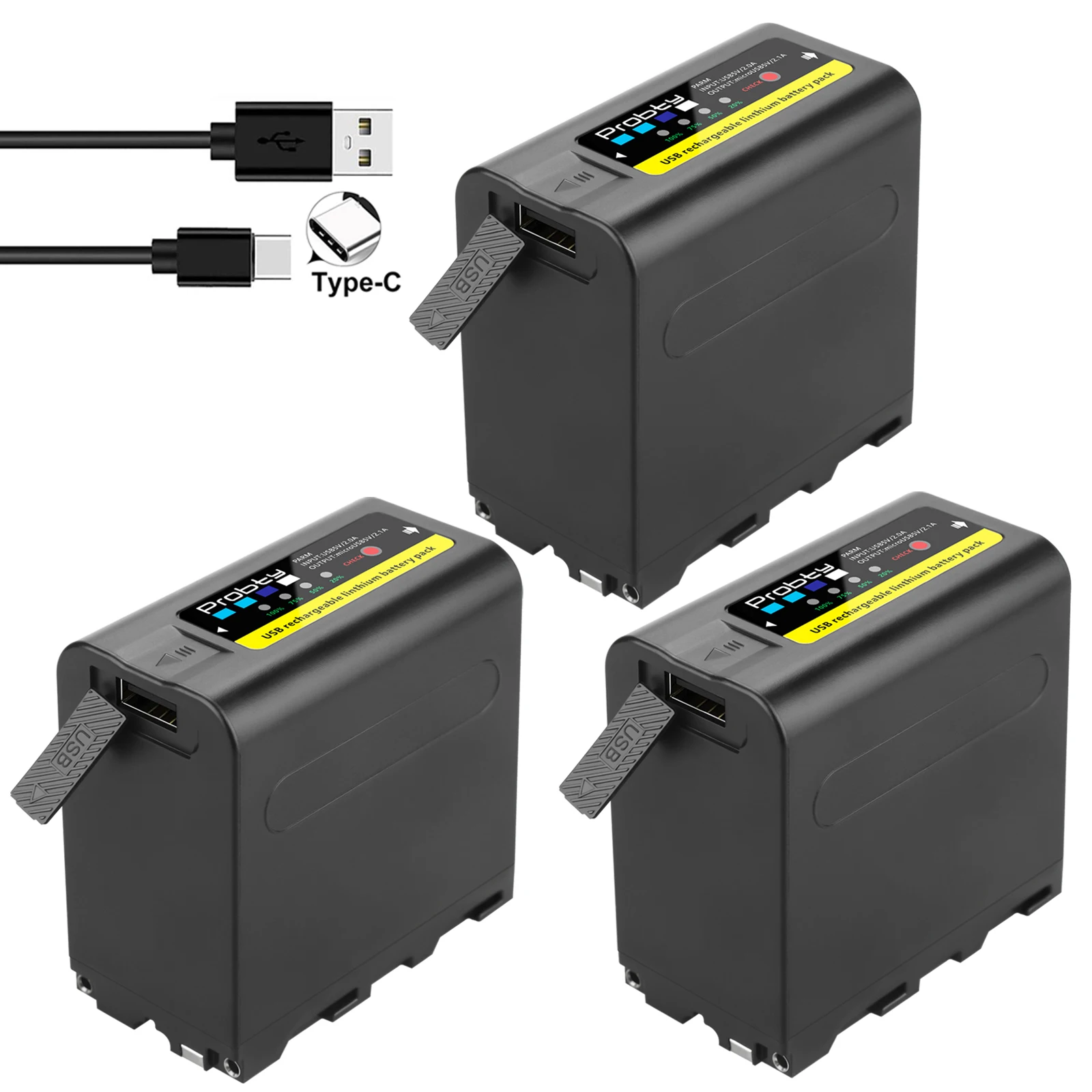 Probty 10800mAh NP-F980 NP-F970 NPF960 NP F970 Batterij met USB Lading Uitgang Voor Sony PLM-100 CCD-TRV35 MVC-FD91 MC1500C