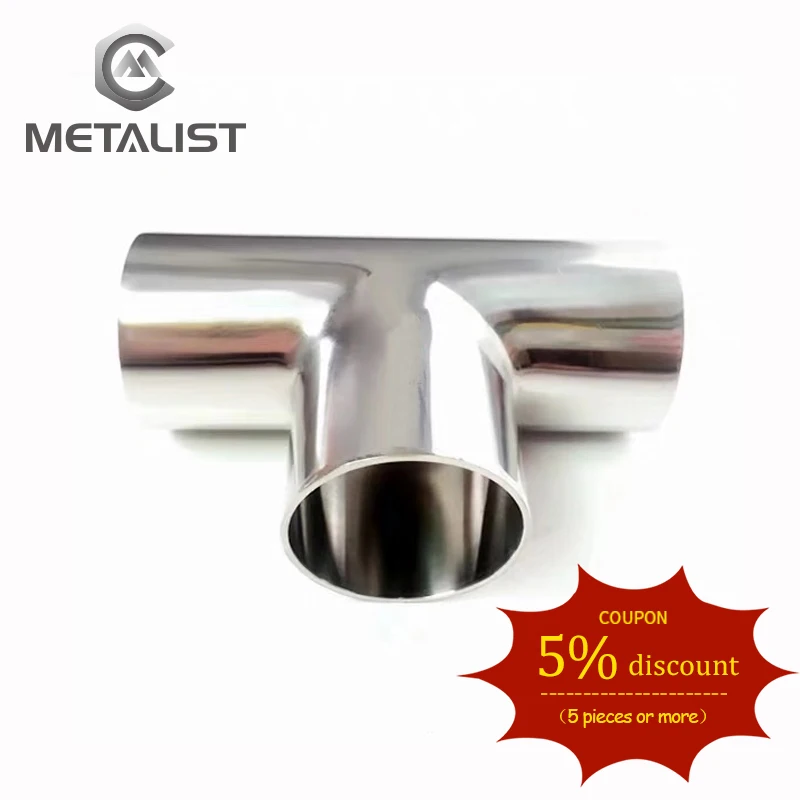 

METALIST OD 57mm High Quality SS304 Stainless Steel Sanitary T Shape Pipes Weld TEE 3 Way Pipe Fitting