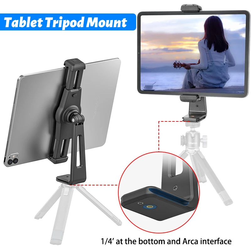 Suporte universal para tablet ulanzi, suporte com ajuste de inclinação 360 ° para ipad mini air pro iphone galaxy vlog