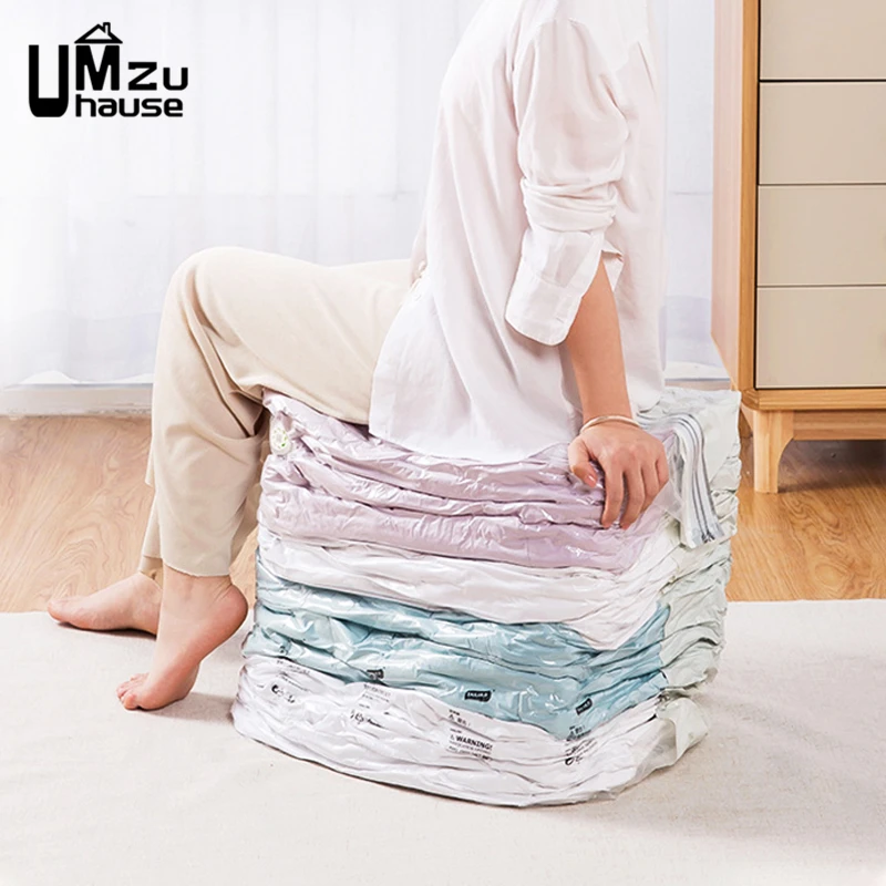 Big Vacuum Bag Comforter Quilt Clothes Duvet Coat Pillow Blanket Bedding Compression Pack Seal Storage Wardrobe Travel Organizer