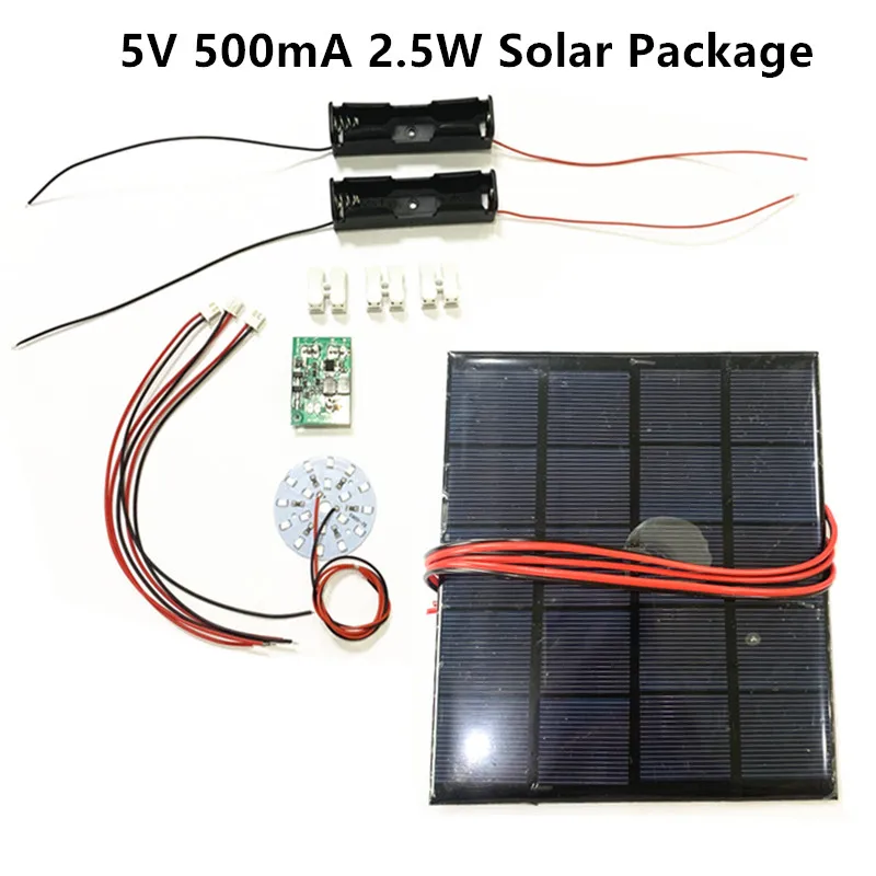 DIY KIT 5V 5.5V 6V 1W 1.25W 1.6W 2.5W 3W Solar Panel With 0.6A Solar Lamp Light Controller 3.7V 6V  600mA With 3.7V 5W LED