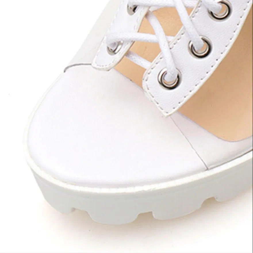 Sexy Transparent PVC Summer Women Lace-Up Peep Toe Boots 2024 White Clear Ladies Zipper Fashion Platform Thick Heel Shoes Party