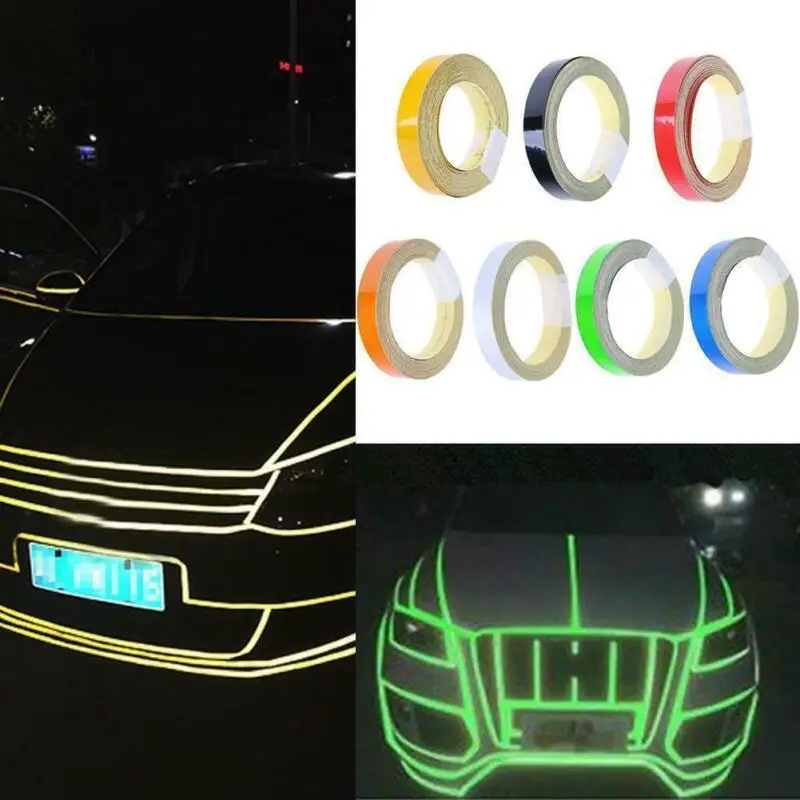 Car-styling Night Reflective Tape 1cm*5m Automotive Body Motorcycle Decoration Car Sticker 7 Color Reflective Warning Tap