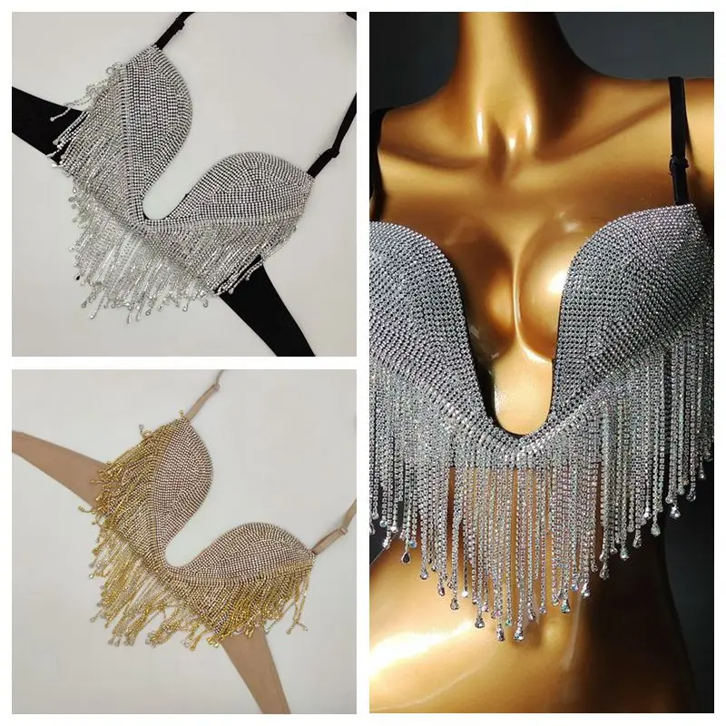 2020 venus vacation new daimond tassels Bikini Top rhinestone swimwear sexy women bathing suit beachwear