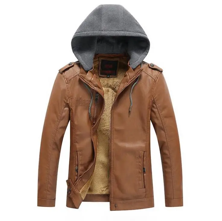 

HOT 2020 New Winter Men Jacket Fashion Brand High quality Fleece Lined Motorcycle Leather Coats Male Business Outerwear