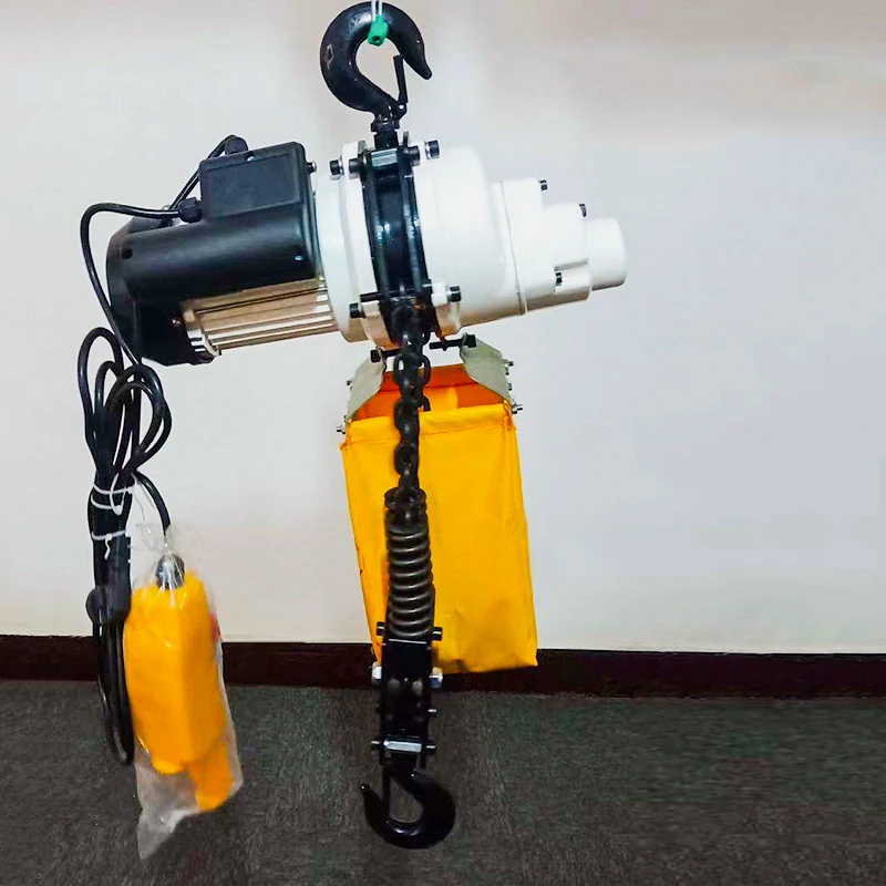 220V Small Crane, Household Portable 1 ton Chain hoist hoist, Electric chain hoist, double brake/alloy steel chain