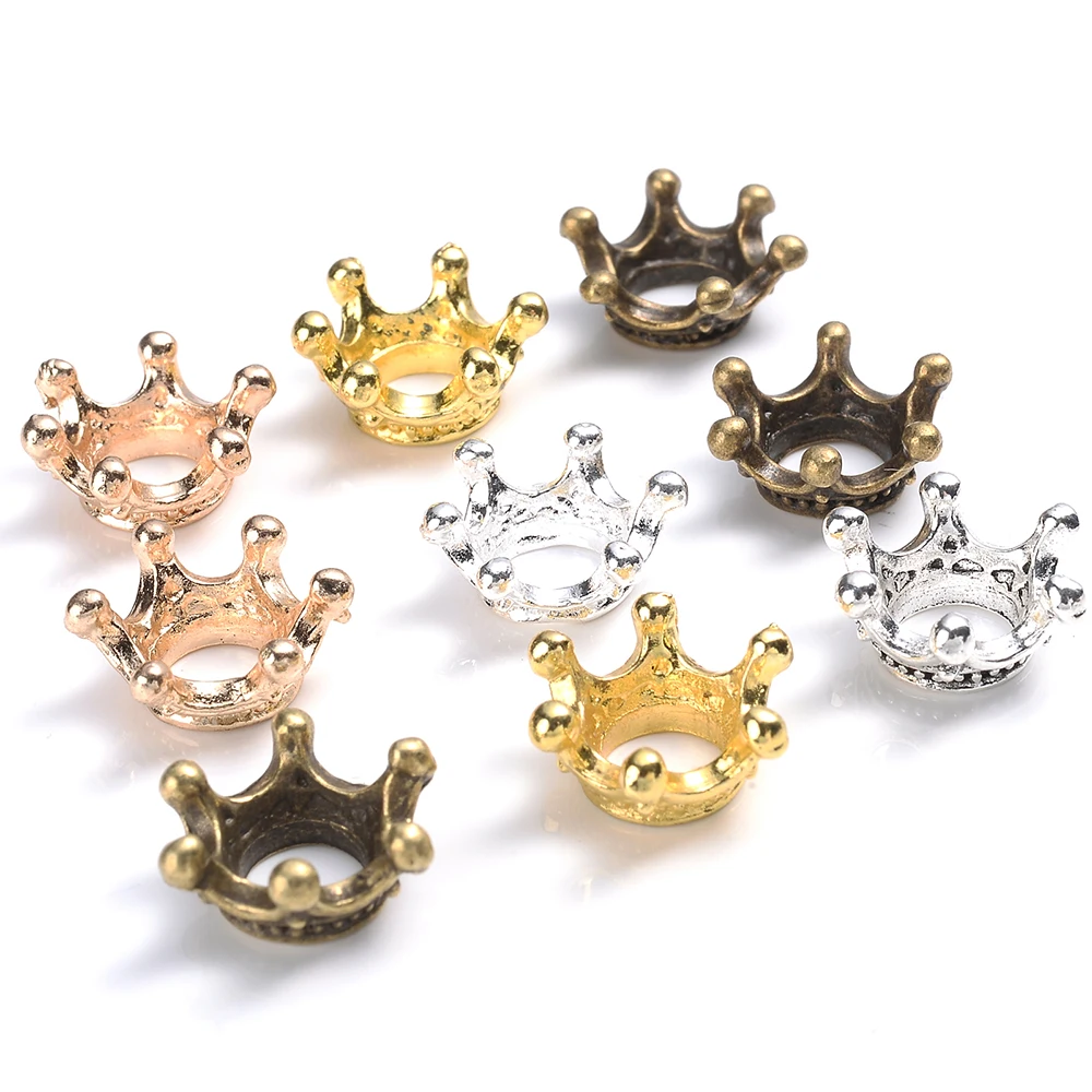 iYOE 10pcs Vintage Mix Princess Imperial Crown Spacer Beads For Jewelry Making Alloy Beads DIY Beaded Bracelet Accessories