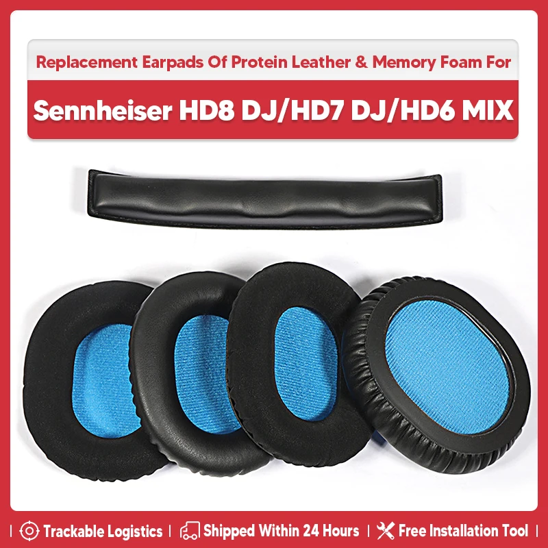 HD8 Ear Pads Replacement Protein Leather Memory Foam Earpads for Sennheiser HD8/HD 8 DJ/HD6 MIX/HD 6/HD7 DJ /HD7 Headphones