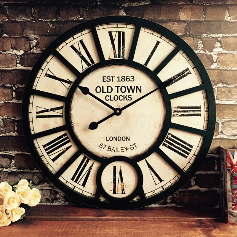 Retro clocks living room decoration wall clock industrial style creative wall hanging home bedroom mute wall clock