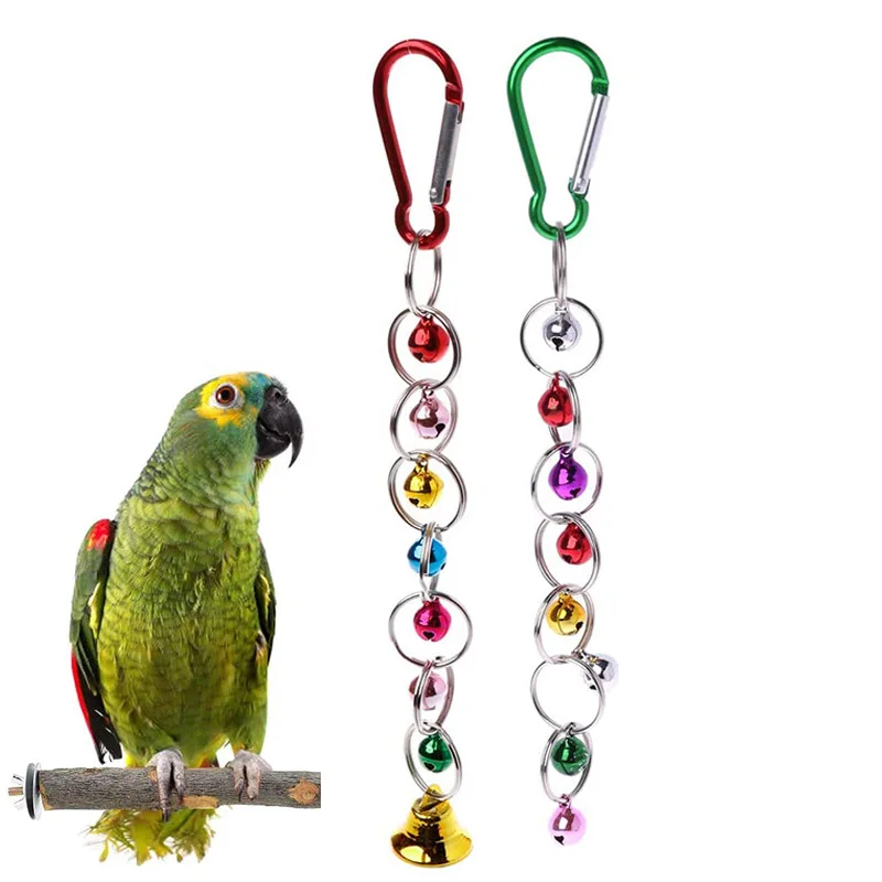 1Pc Parrot Bite Toy Bird Ring Bell Parrot Hanging Swing Chain Toy Parakeet Chew Swings Toy with Hanging Bells Bird Accessories