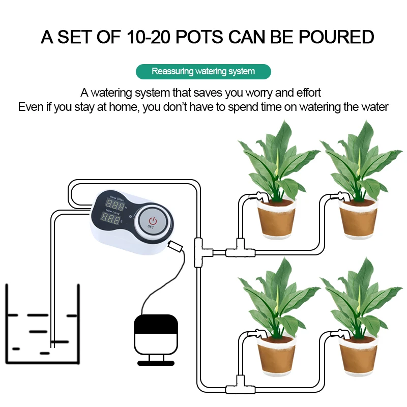 Hot Sale Intelligent Drip Irrigation System Set Water Pump Automatic Watering Device Timer Garden Self-Watering Kit For Potted