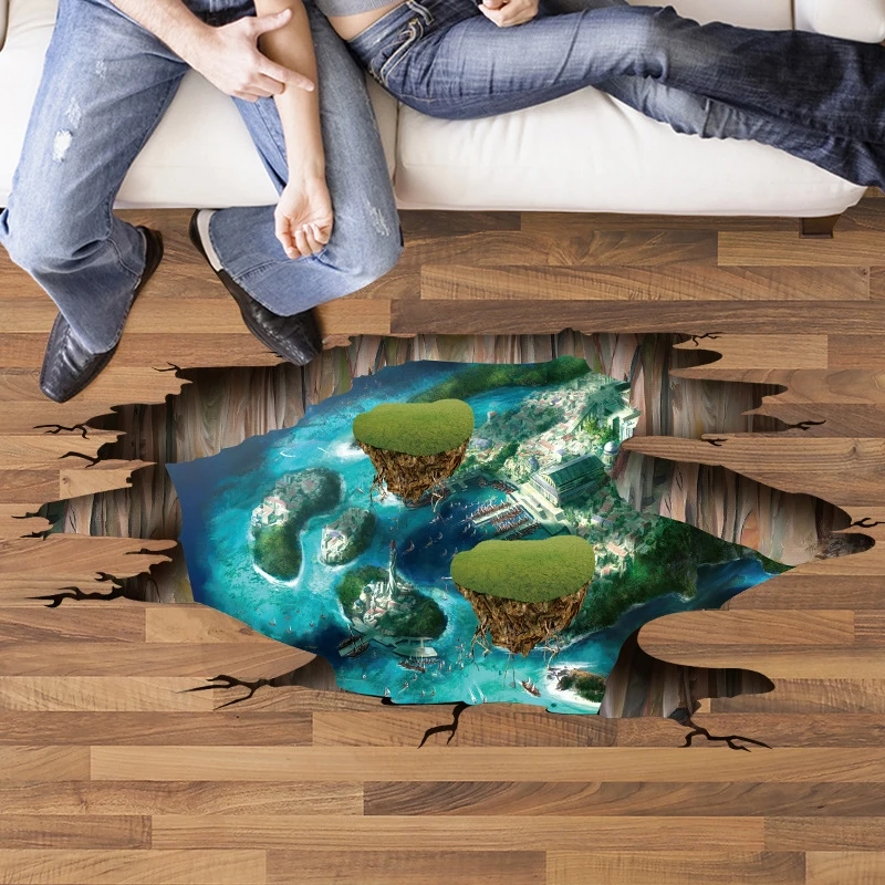 3D broken wall cosmic space wall sticker home decor living room bedroom floor decoration Removable decorative vinyl material XL