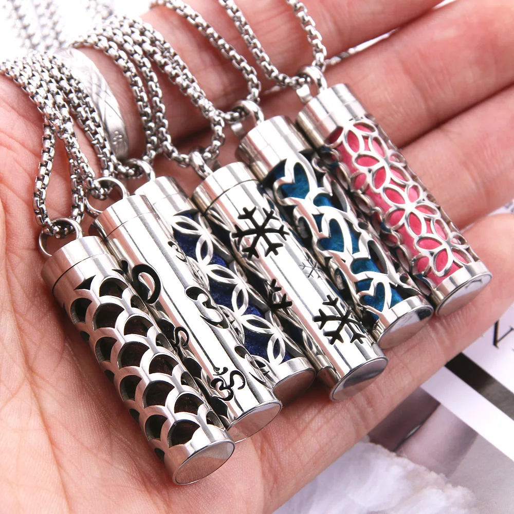 New Aromatherapy Diffuser Necklace 316L Stainless Steel Locket Perfume Essential Oil Diffuser Pendant Necklace Aroma Jewelry