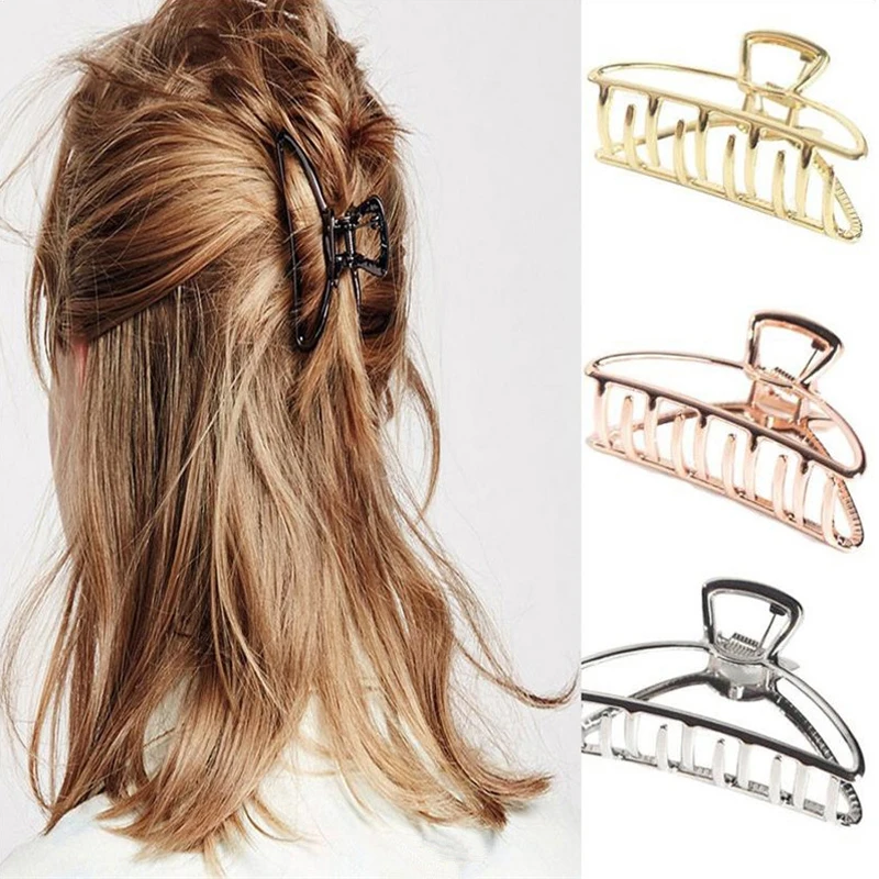 2022 Women Girls Fashion Geometric Hair Claw Clamps Hair Crab Moon Shape Hair Clip Claws Solid Color Accessories Hairpin