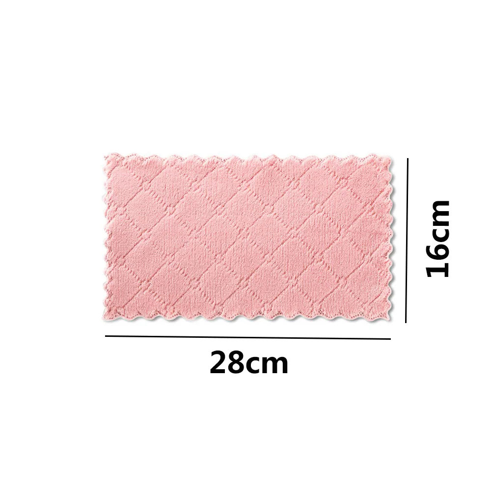 5pcs Is Cheaper Double-layer Absorbent Microfiber Kitchen Dish Cloth Non-stick Oil Household Cleaning Wiping Towel Kichen Tool