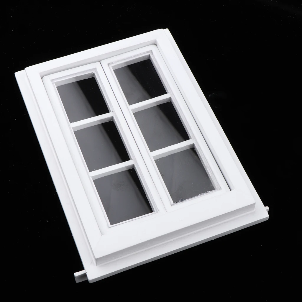 Miniature White Doll House 1:12 Wooden Window For DIY Dollhouse Furniture