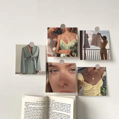 Ins 레트로 향수 이야기 아름다움 초상화 카드 세트, 엽서 배경 벽 스티커, DIY 장식 카드 사진 소품, 5 장