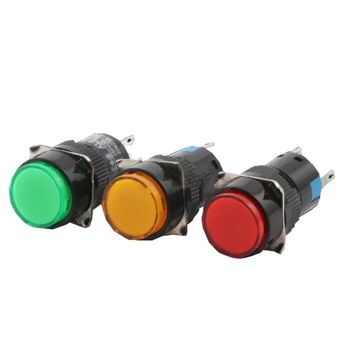 Imagen 2 del producto Interruptores de botón momentáneo iluminados, pulsador de 16MM con luz LED LA16, 1NO1NC, 12V, 24V, 220V