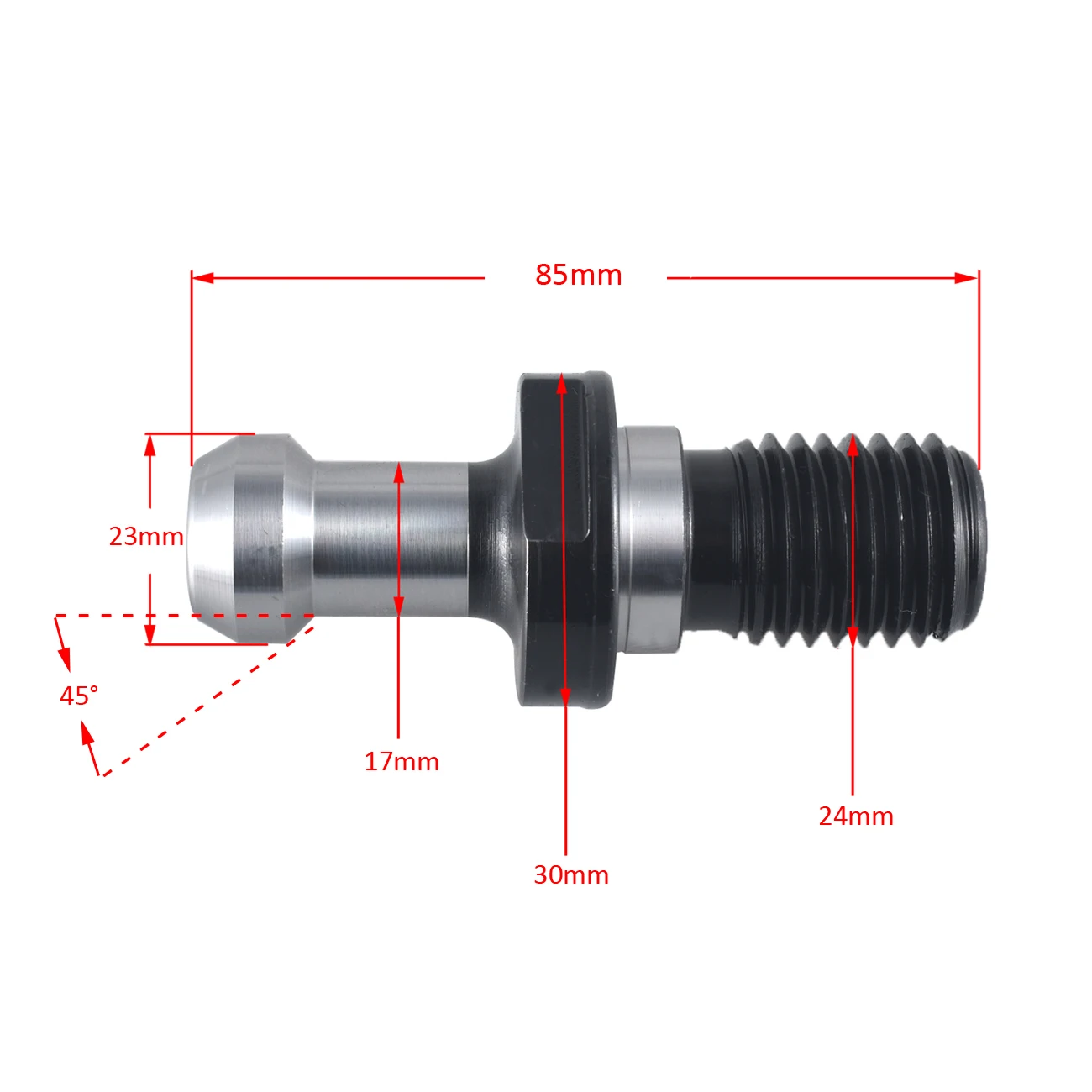 Pouvoir 10pcs M24 BT50 x 45°Pull Stud Retention Knob CNC Milling Tool Holder hole thru