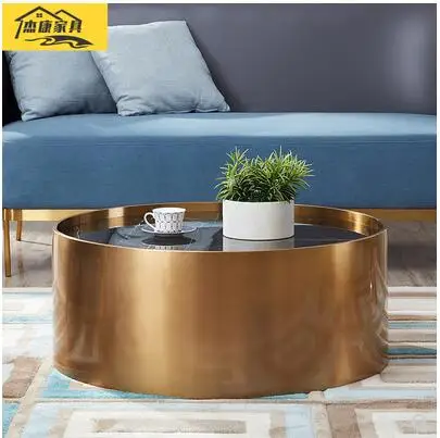 Post-modern round coffee table luxury coffee table marble tea table stainless steel brass coffee table jonathan adler