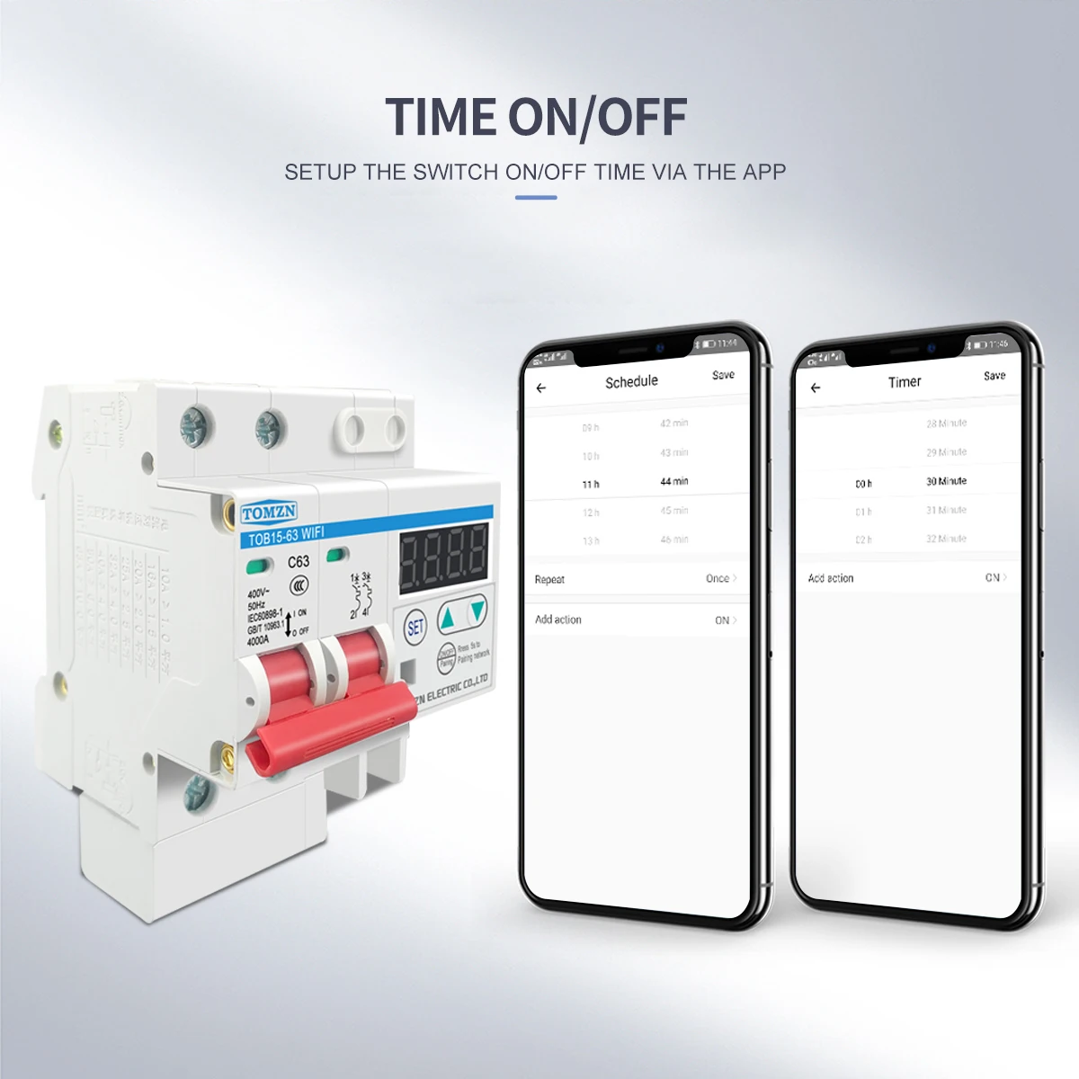 Din Rail WIFI Circuit Breaker Smart Switch Remote Control by Ewelink with over and under voltage current protecion LCD display
