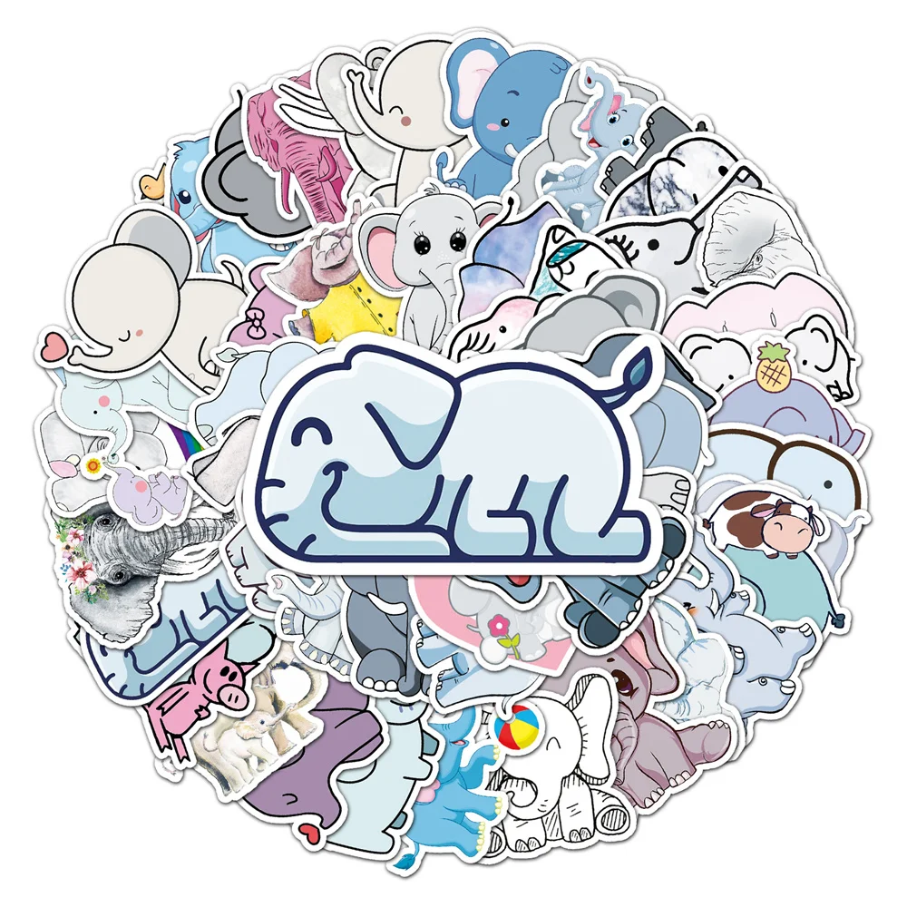 50pcs Cute Elephant Stickers For Notebooks Stationery Laptop Kscraft Personalized Sticker Scrapbooking Material Craft Supplies