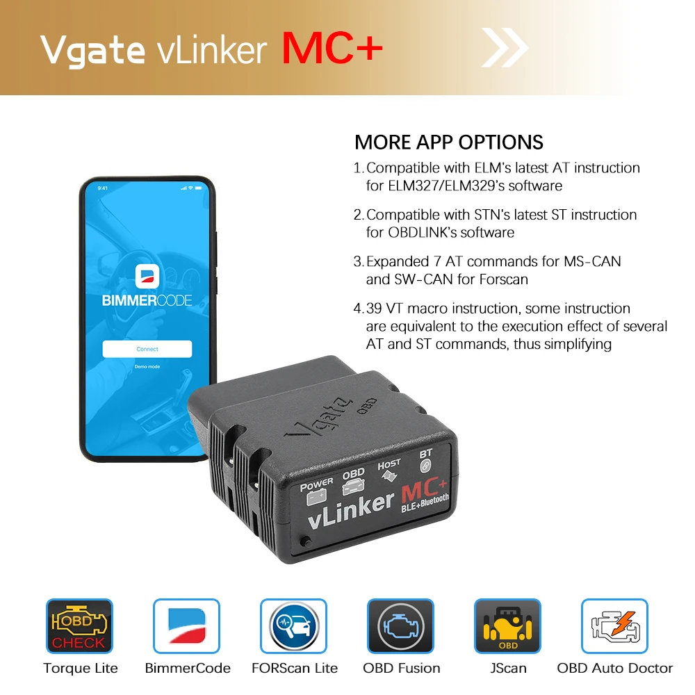 OBDIICAT Vgate vLinker MC+ ELM327 V2.2 Bluetooth 4.0 WIFI OBD2 Scanner ELM 327 V2.2 OBD OBD2 Car Diagnostic Auto Tool