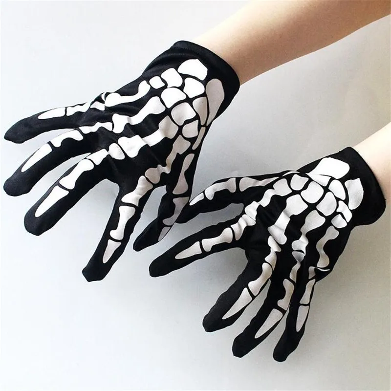 Guantes de calavera de Horror para Halloween, manoplas Unisex de Calavera, garra, hueso, esqueleto, guantes completos góticos, accesorios de Cosplay para fiesta