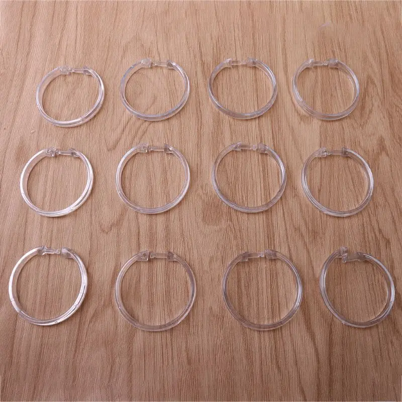 Shower Curtain Ring Transparent 12 Piecesplastic Curtain Ring Tough And Durable O-Ring Design Easy To Slide Plastic Curtai J9K