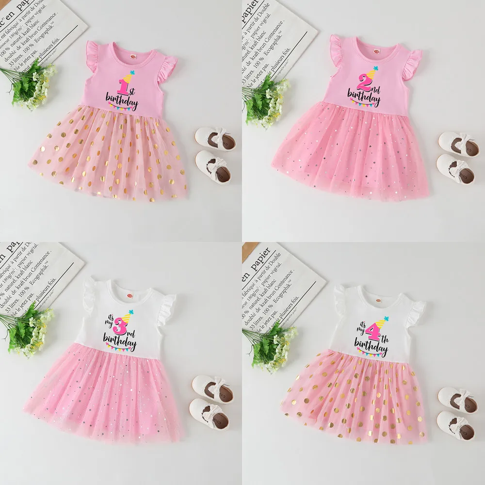 

Baby Girl Birthday Party Dress Princess Kids Baby Dress 1 2 3 4 5 6 Party Birthday Baptism Dress for Girl Summer Dresses