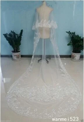 

White ivory wedding veil Two Tier lace Veils ,Cathedral veil ,Bridal Vail