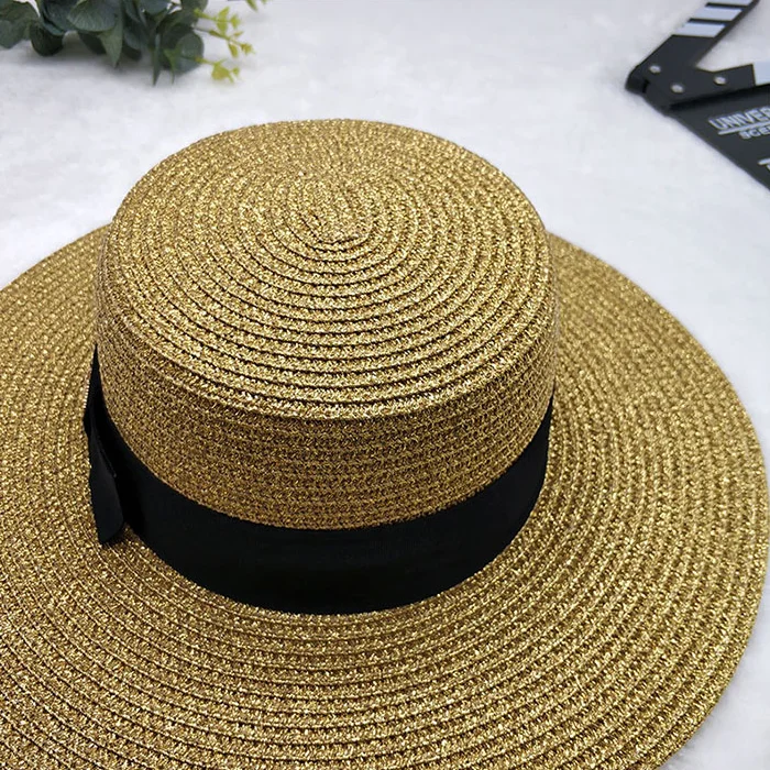 2021 Brand European and American Retro Ladies Sun Hat Bee Straw Hat Fashion Wide Brim Sunscreen Travel Sunshade Flat Top Hat