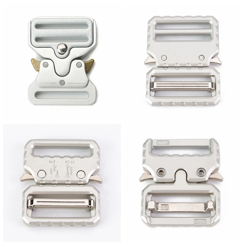 Metal Quick Side Release Buckles for Webbing Tactical Belt Safety Strong Hooks Clips DIY Outdoor Luggage Accessories Silver