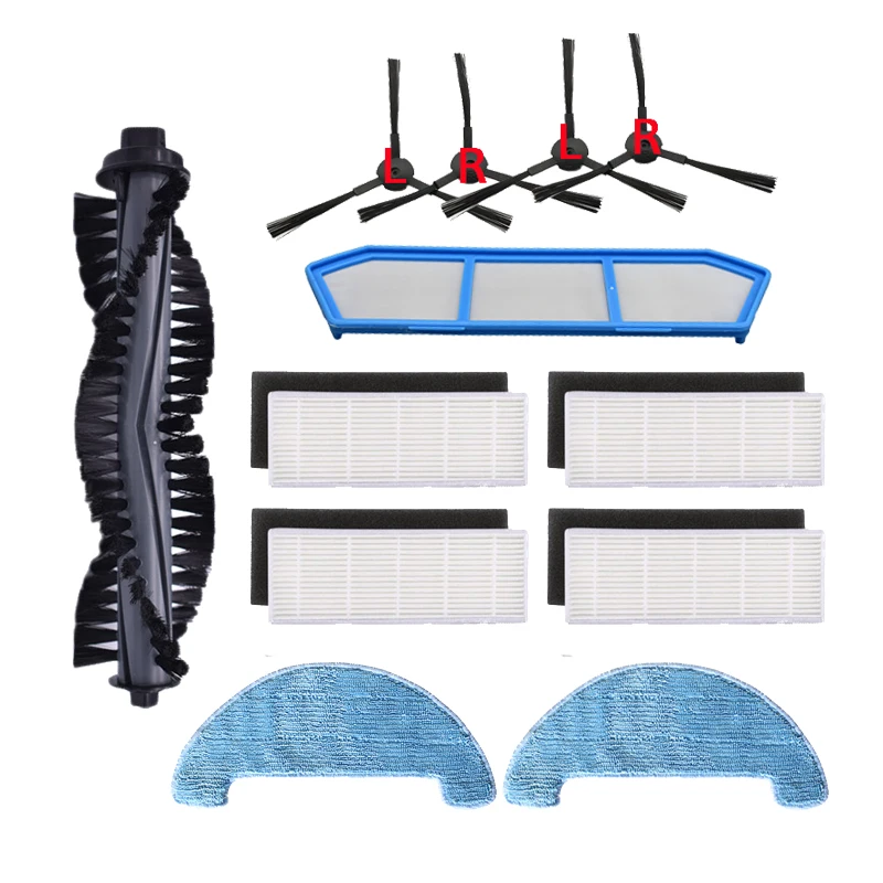 กรองเปลี่ยนชุดสำหรับ ILife A4 A4S A40 HEPA กรองตัวกรองหลักแปรงด้านข้างรีโมทคอนโทรลม้วนแปรง Mop ผ้า