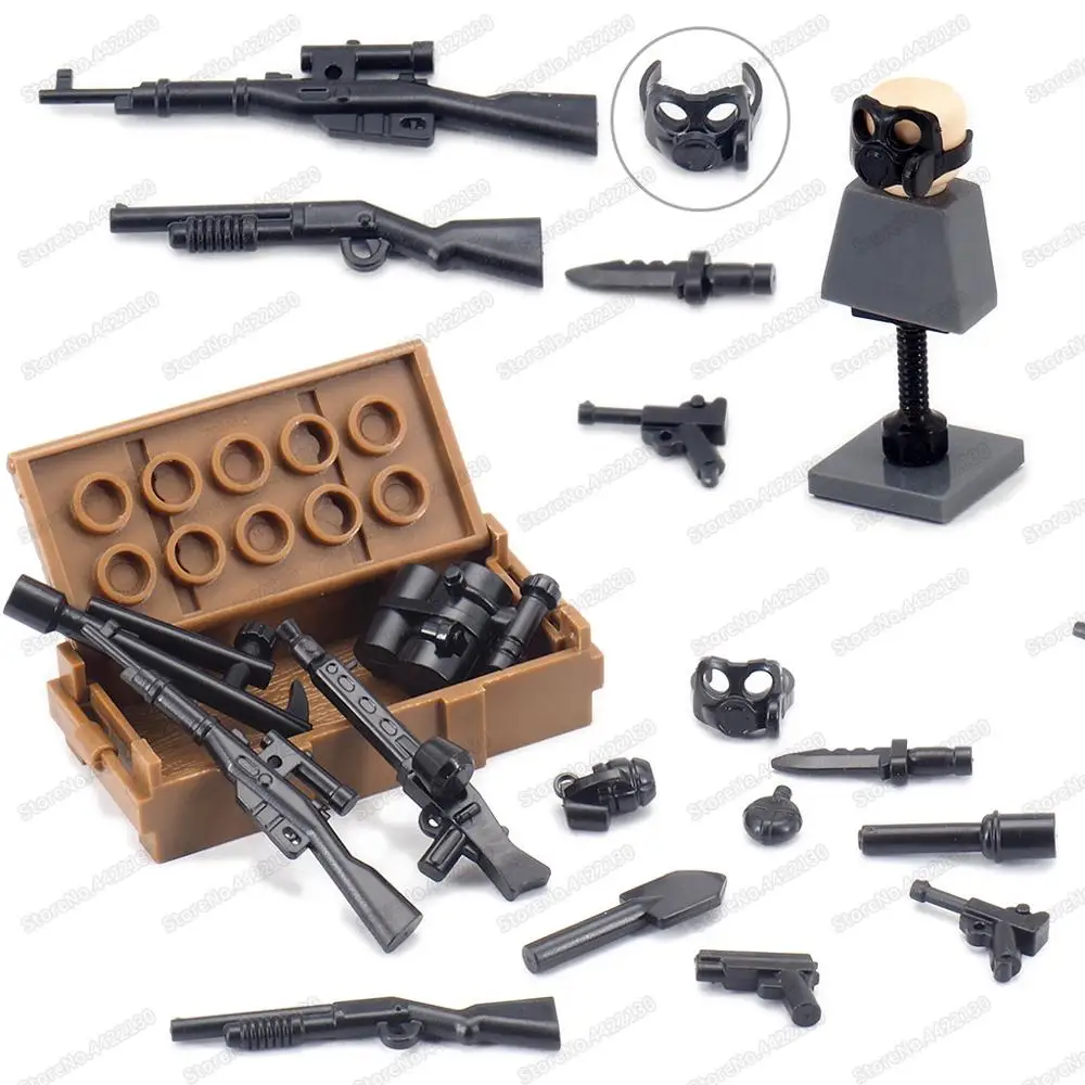 Figurines d'armes de l'armée allemande pour enfants, accessoires de nuit de construction WW2, modèle de jouets à assembler, équipement de l'armée, cadeaux de Noël, MOC