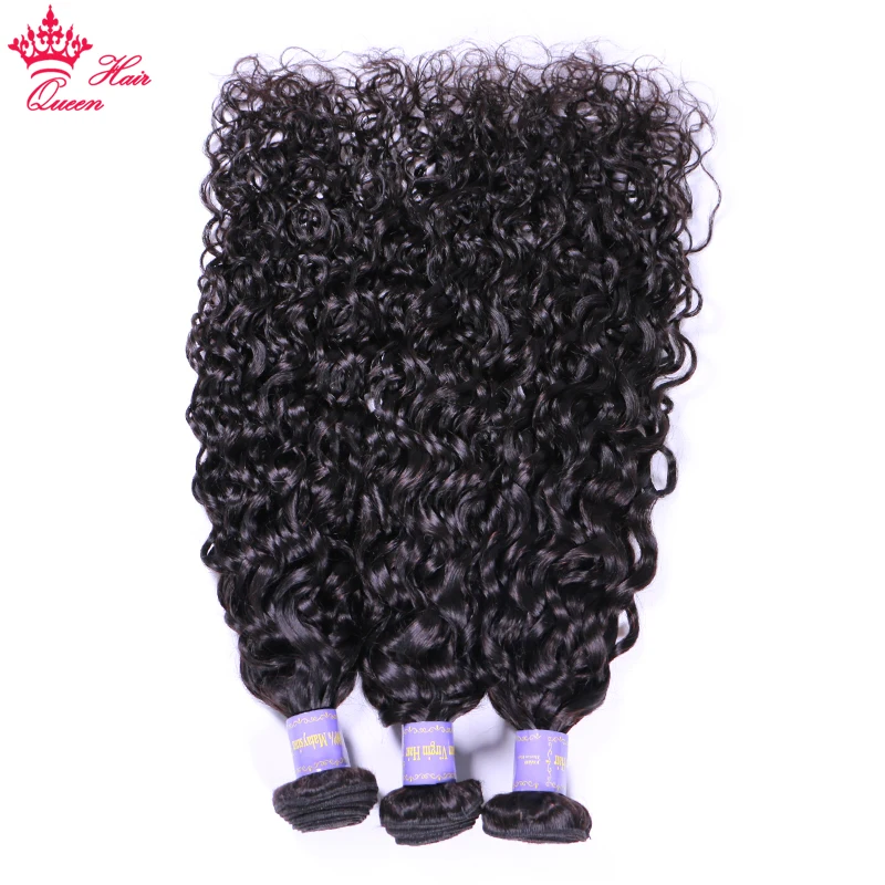 Queen Hair Products Malaysian Water Wave Bundles 100% Virign Human Raw Hair Bundles Natural Color Double Weft Weave Extensions