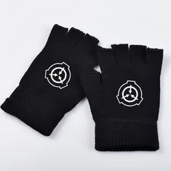 Gloves SCP Special Logo Containment Procedures Foundation Cosplay Gloves Warmth Half-finger Knitting Gloves Prop Gift