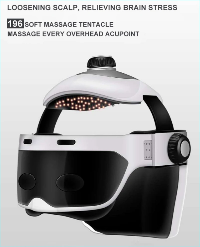 Electric Head Massager Home Relaxing Scalp Automatic Hot Compress Bluetooth Music Function Headache Air Kneading Massager Helmet