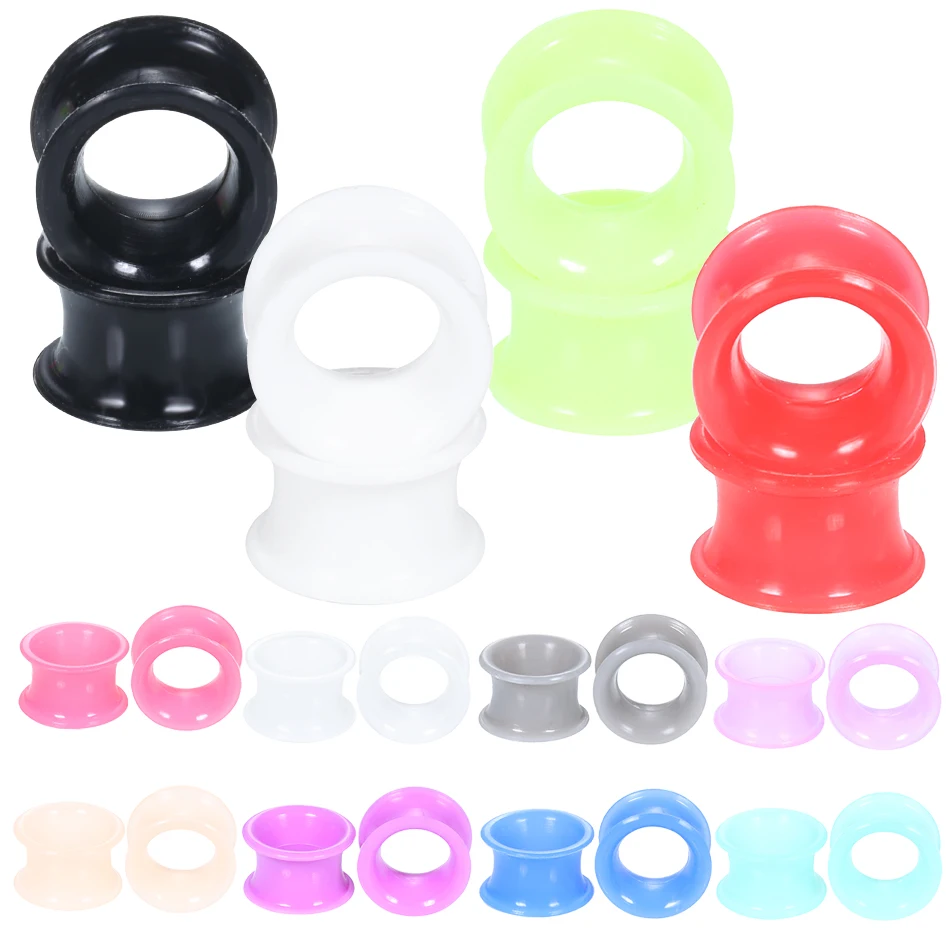 24 Teile/los Squishy Silikon Earlets Flexible Doppel Ausgestelltes Flesh Ohr Tunnel Plugs Messer Expander Bahren Piercing Schmuck