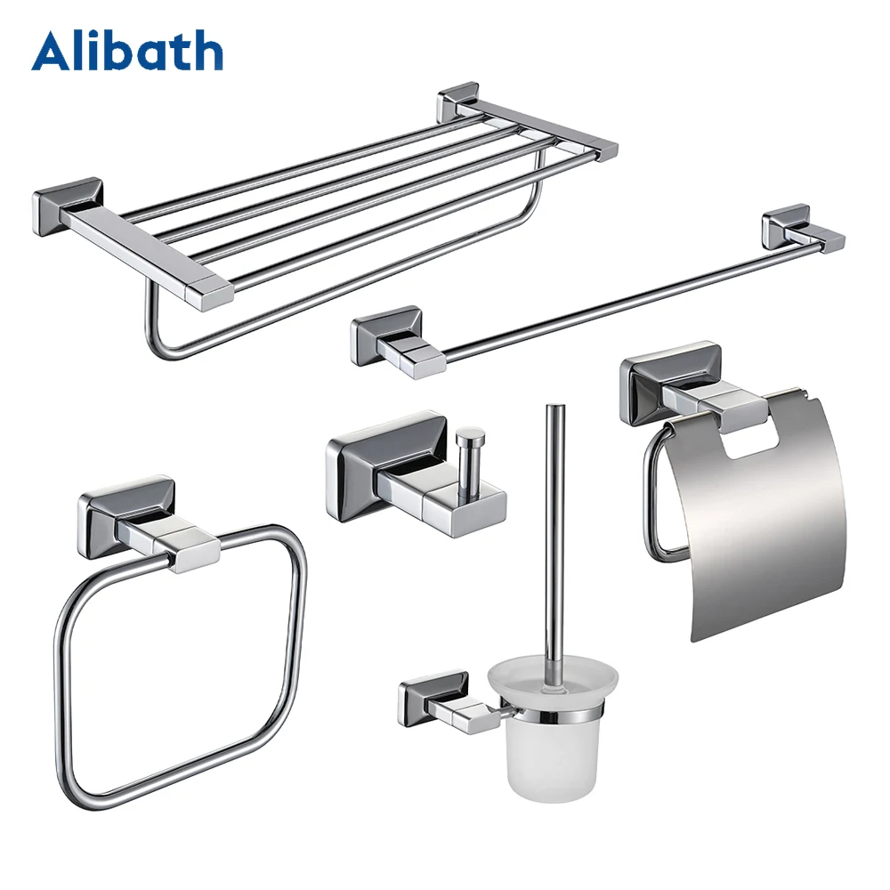 

Metal Chrome Bathroom Accessories Solid Brass Hardware Set Toothbrush Holder Toilet Brush Holder Towel Rack.