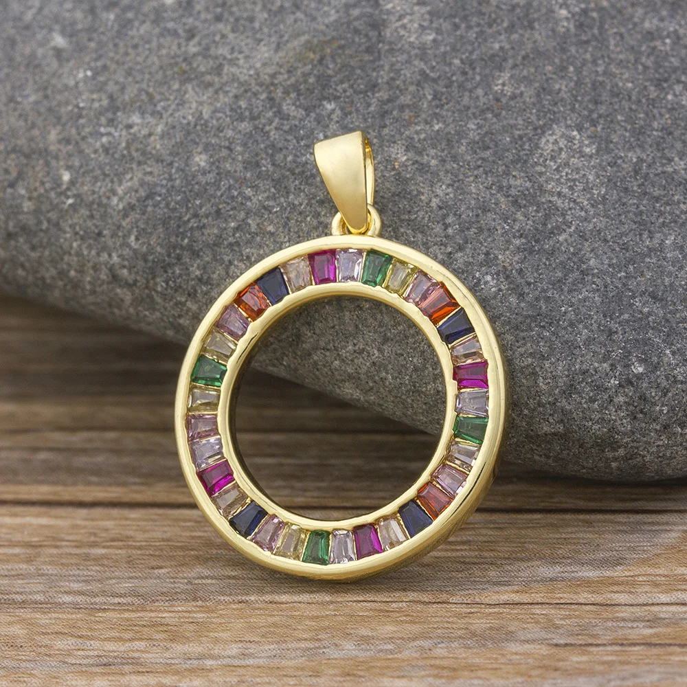 Nidin Fashion Rainbow Necklace Multicolor Pendants Charm Jewelry Long Chain Necklace For Women Fine Birthday Party Gift