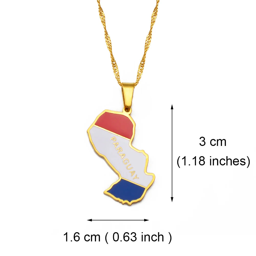 Anniyo Paraguay Map Flag Pendant Necklaces Paraguay Rohaihu Maps Jewelry Paraguayan #244721