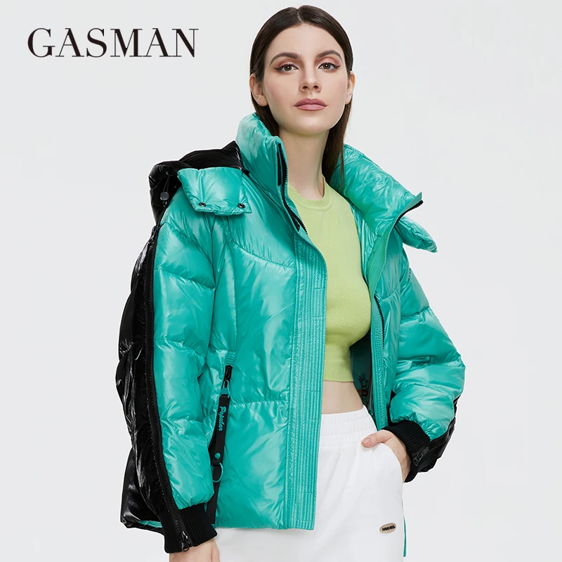 GASMAN 2022 Women\'s Winter Down Jackets Short Fashion Designer Personality Women coat Color Contrast Waterproof Warm parka 21727